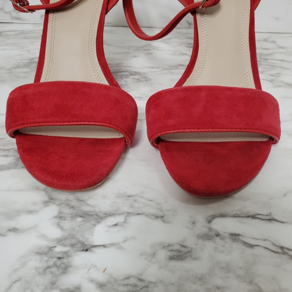 Sandro Nina Red Suede Ankle Buckle Heels. EU39 - Picture 4 of 10